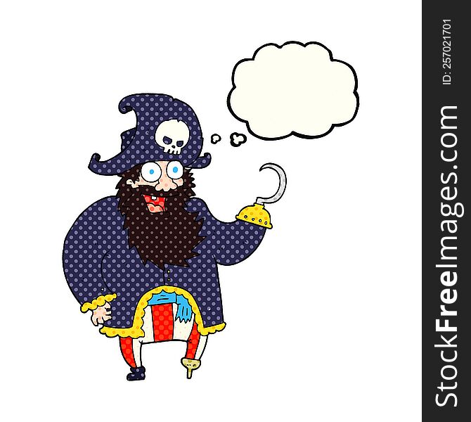 freehand drawn thought bubble cartoon pirate captain