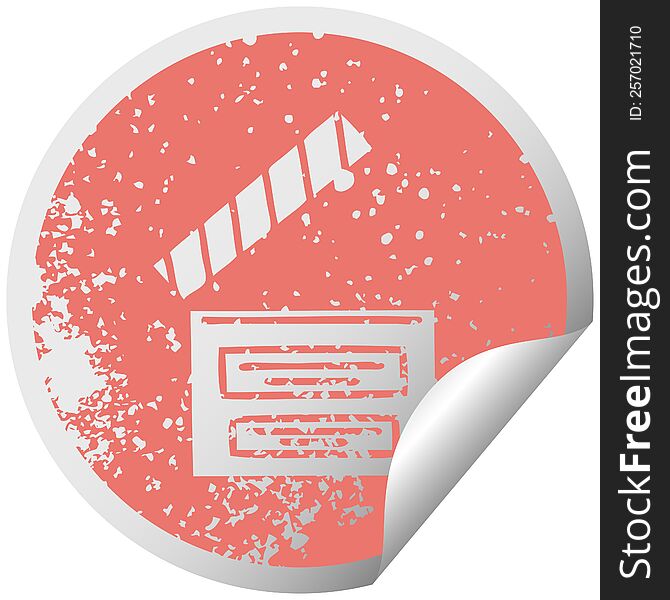 Distressed Circular Peeling Sticker Symbol Director Clapper