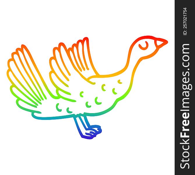 rainbow gradient line drawing of a cartoon goose