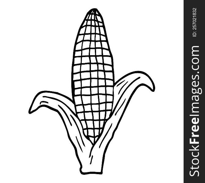 line drawing cartoon corn on cob