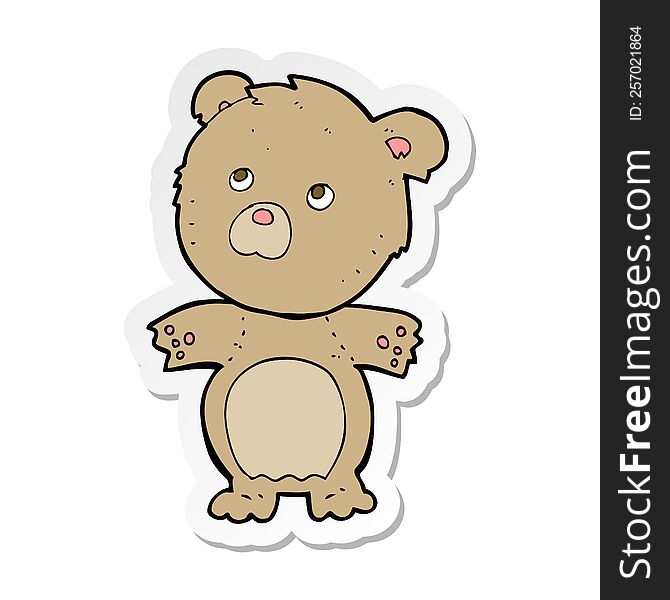 Sticker Of A Cartoon Funny Teddy Bear