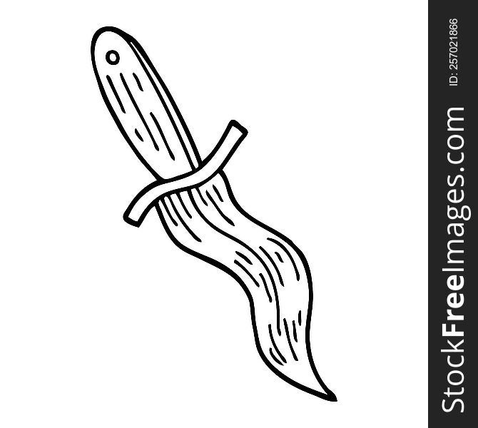 Line Drawing Cartoon Tattoo Dagger Symbol