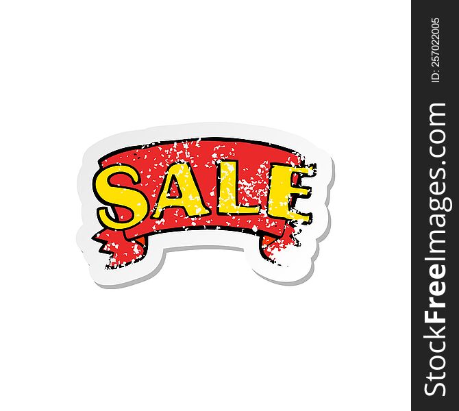 Retro Distressed Sticker Of A Cartoon Sale Symbol