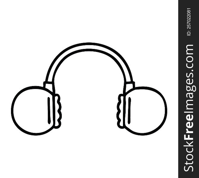 Line Drawing Cartoon Retro Headphone