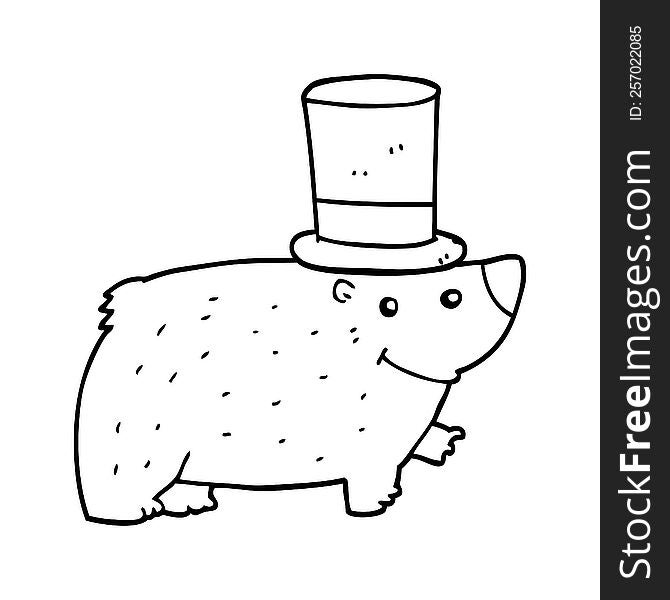 Cartoon Bear Wearing Top Hat