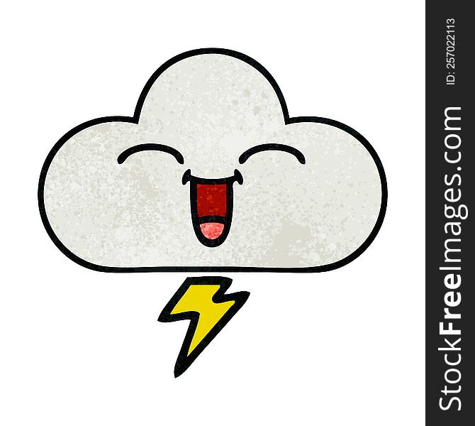 retro grunge texture cartoon of a thunder cloud