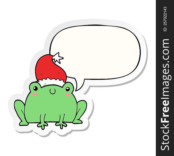 cute cartoon christmas frog with speech bubble sticker