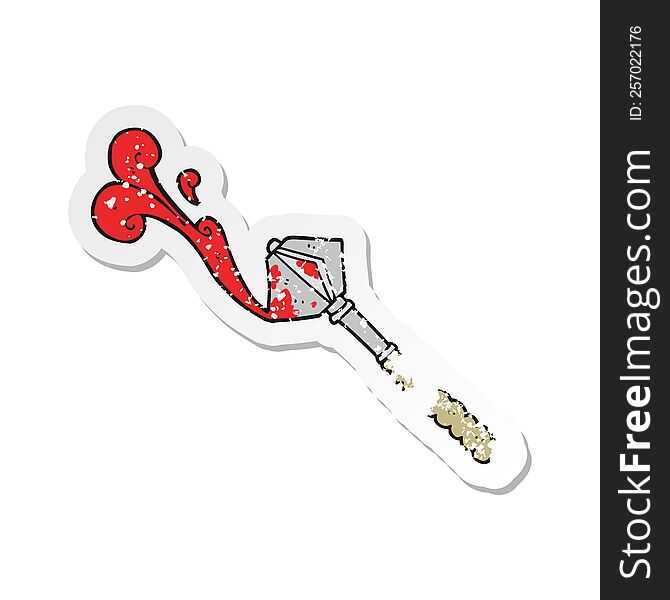 Retro Distressed Sticker Of A Cartoon Bloody Medieval Mace