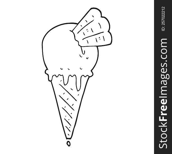 Black And White Cartoon Ice Cream Cone