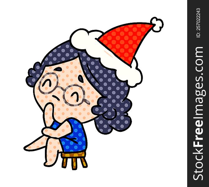 Christmas Cartoon Of Kawaii Lady