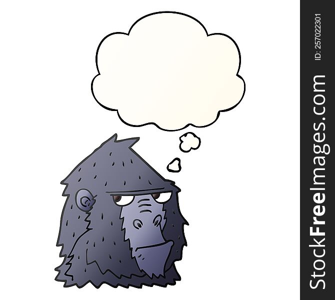 cartoon gorilla with thought bubble in smooth gradient style