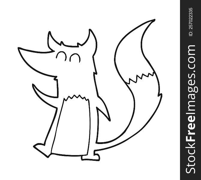 Black And White Cartoon Little Wolf