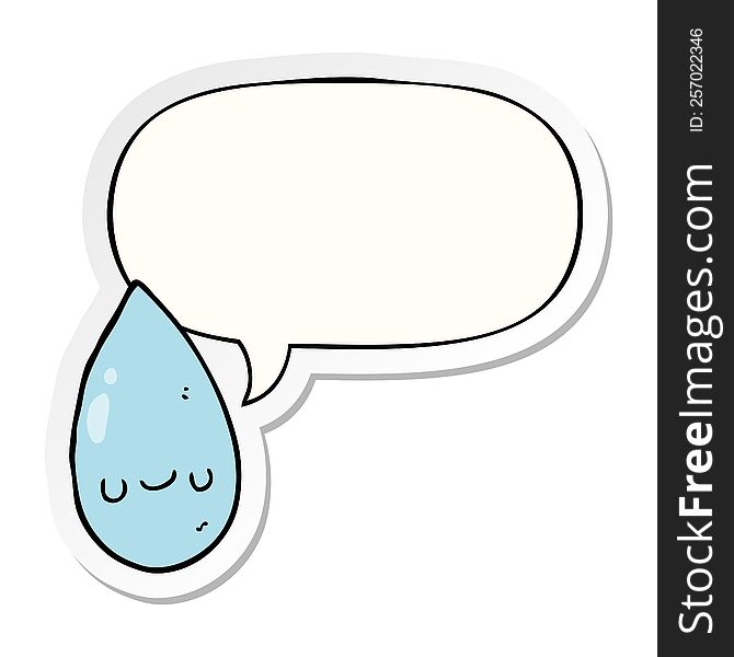 cartoon cute raindrop with speech bubble sticker