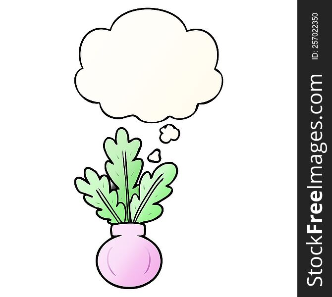 Plant In Vase And Thought Bubble In Smooth Gradient Style