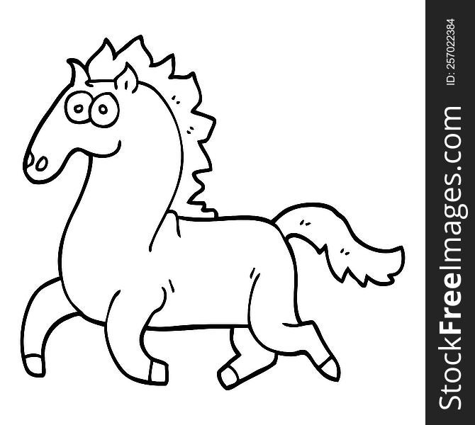 Line Drawing Cartoon Running Horse