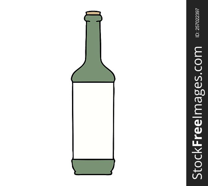Quirky Hand Drawn Cartoon Wine Bottle