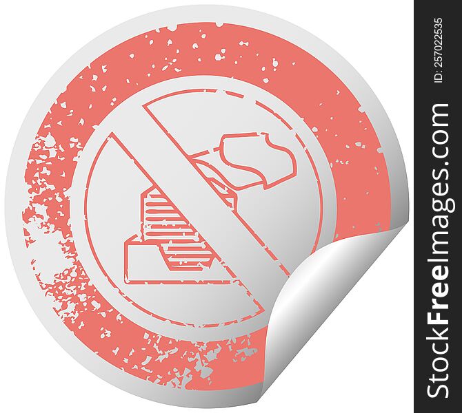 distressed circular peeling sticker symbol of a paperless office symbol