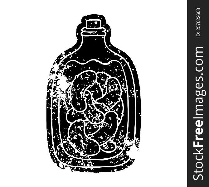 grunge distressed icon jar of pickled gherkins. grunge distressed icon jar of pickled gherkins