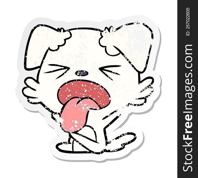 Distressed Sticker Of A Cartoon Dog Throwing Tantrum