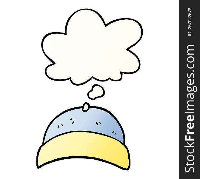 Cartoon Hat And Thought Bubble In Smooth Gradient Style