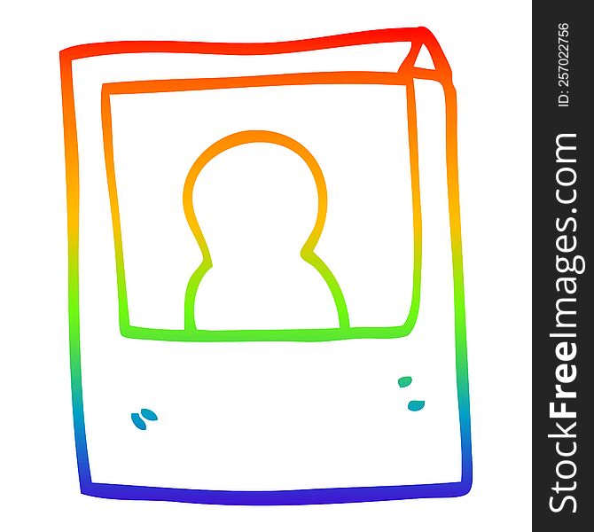 rainbow gradient line drawing of a cartoon instant photograph