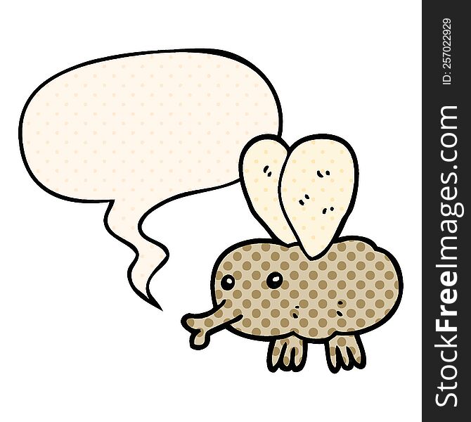 Cartoon Fly And Speech Bubble In Comic Book Style