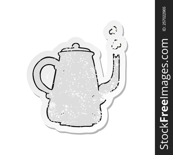 Retro Distressed Sticker Of A Cartoon Coffee Pot