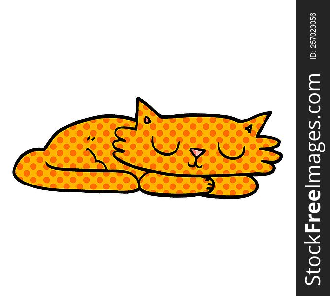 cartoon doodle sleeping cat