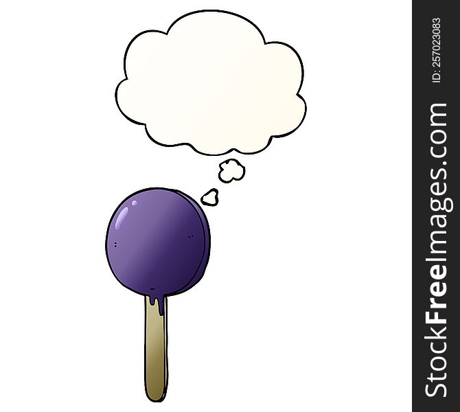 cartoon lollipop with thought bubble in smooth gradient style