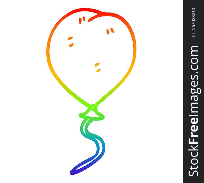 Rainbow Gradient Line Drawing Cartoon Balloon