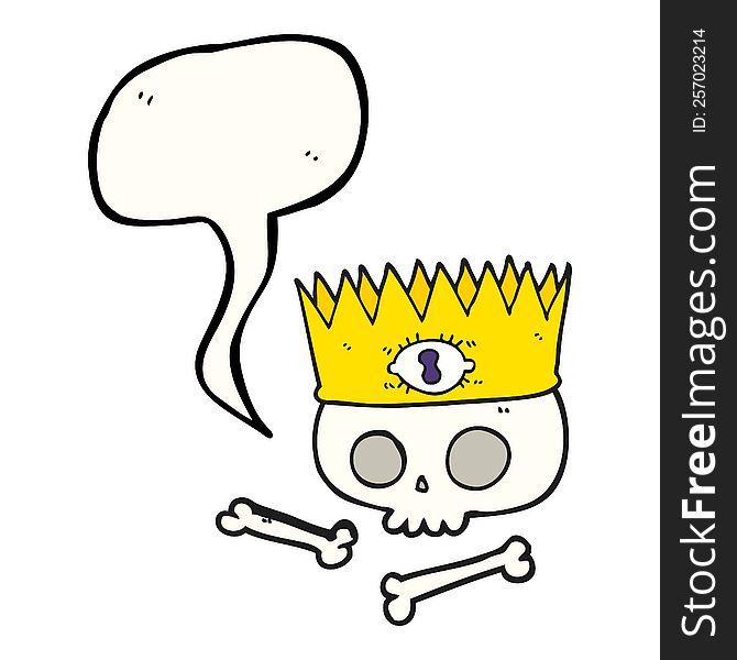 Speech Bubble Cartoon Magic Crown On Old Skull