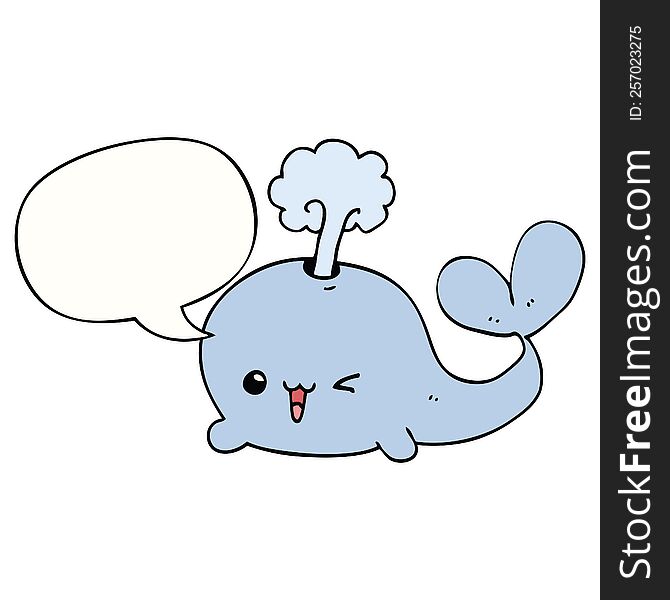Cartoon Whale And Speech Bubble