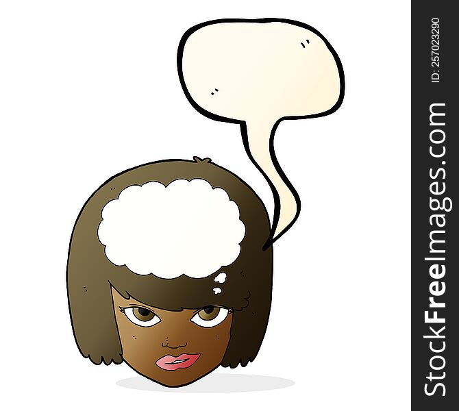 Cartoon Woman Thinking With Speech Bubble