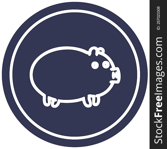 fat pig circular icon symbol