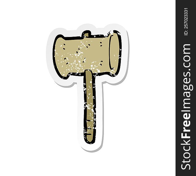 retro distressed sticker of a cartoon gavel