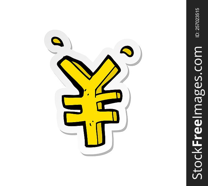 sticker of a cartoon yen symbol