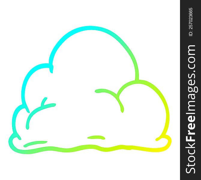 cold gradient line drawing of a cartoon fluffy white clouds