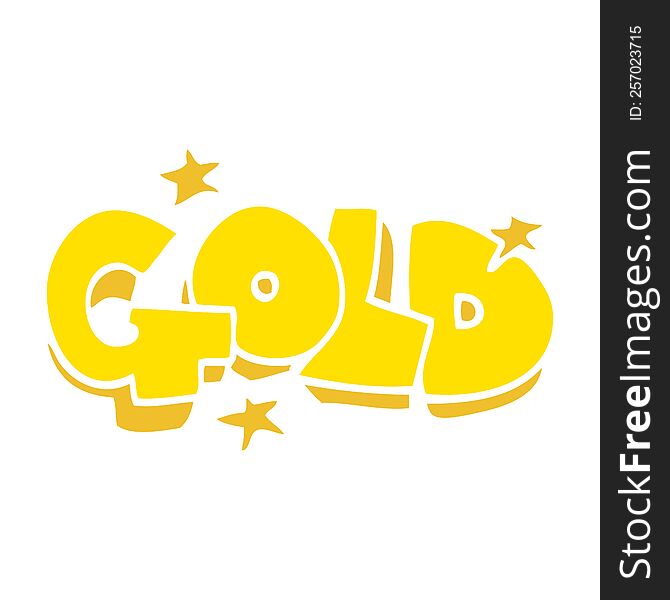 Flat Color Illustration Of A Cartoon Word Gold