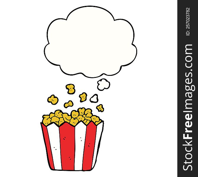 cartoon popcorn with thought bubble. cartoon popcorn with thought bubble