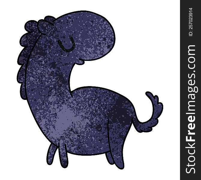 textured cartoon illustration kawaii of a cute horse. textured cartoon illustration kawaii of a cute horse