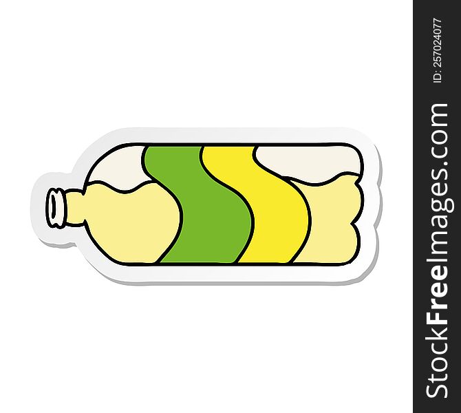 hand drawn sticker cartoon doodle of a soda bottle