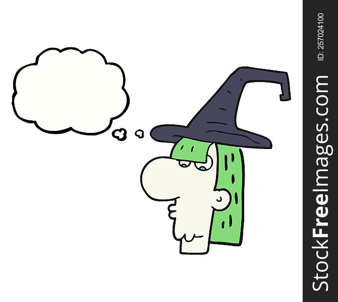 Thought Bubble Cartoon Witch Head