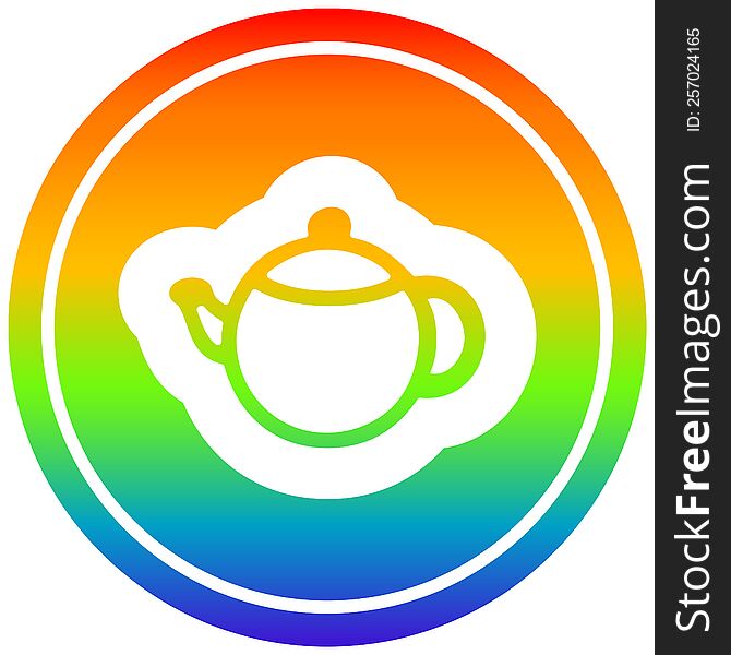 tea pot circular icon with rainbow gradient finish. tea pot circular icon with rainbow gradient finish