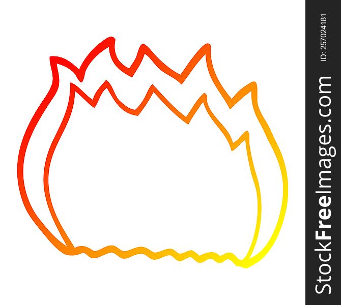 warm gradient line drawing of a cartoon blue flame