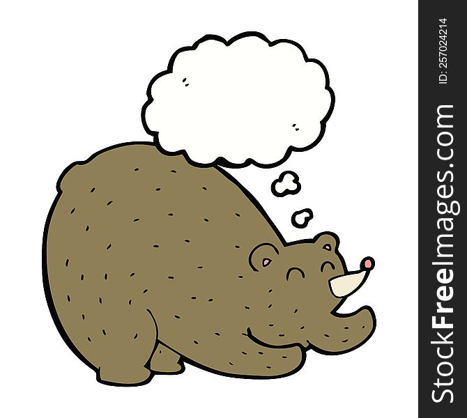 Cartoon Stretching Bear With Thought Bubble