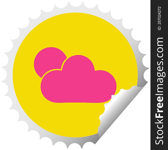 circular peeling sticker cartoon of a sunshine and cloud