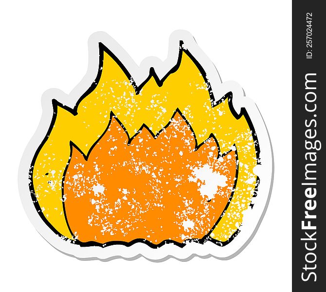 Distressed Sticker Of A Cartoon Fire