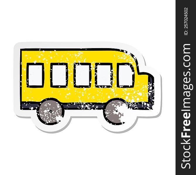 distressed sticker of a cute cartoon school bus