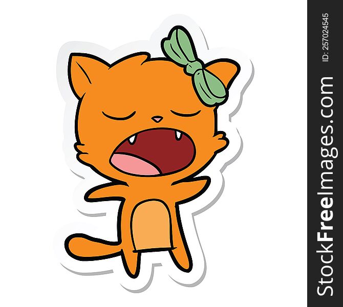 sticker of a cartoon singing cat