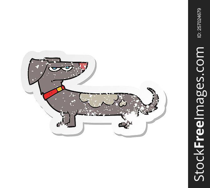 Retro Distressed Sticker Of A Cartoon Annoyed Dog
